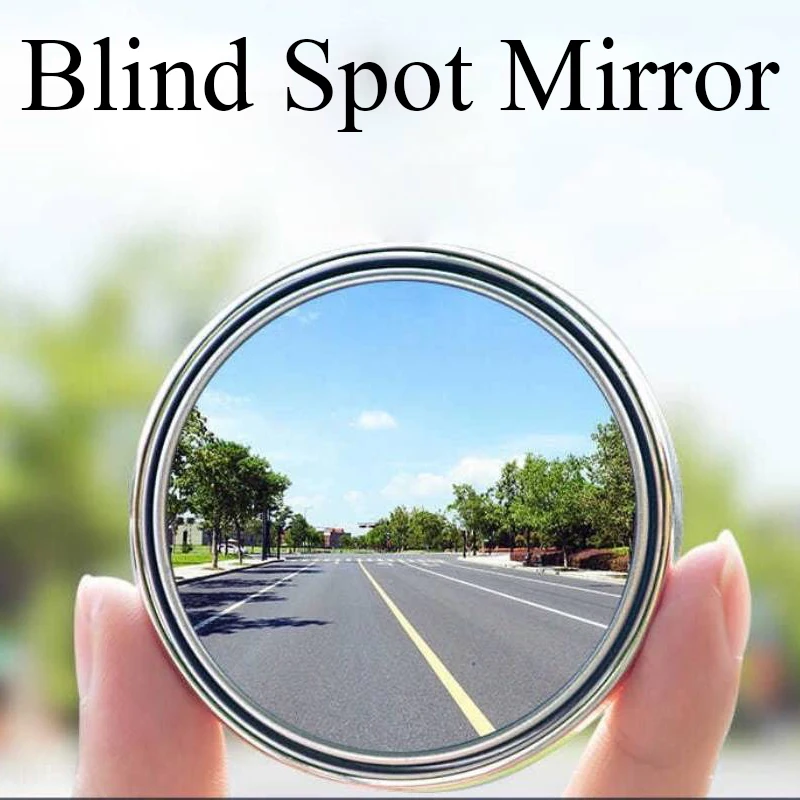 2pcs Car Convex Blind Spot Mirror Round Frame Wide-angle 360 Degree Adjustable Clear Rearview Auxiliary Mirror Driving Safety