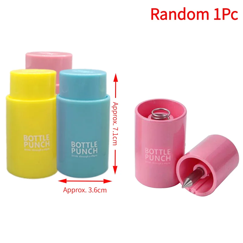 Random 1Pc Mini Water Drill Bottle Opener Tools Drink Punch Bottle Cover Hole Punch Opener For Straw For Party Random Color.