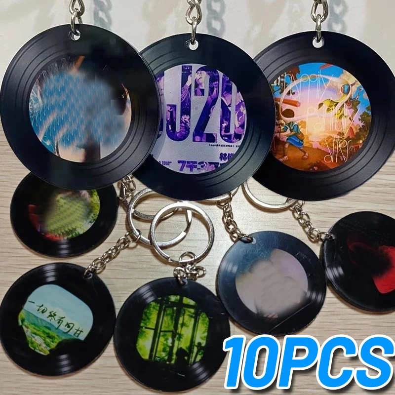 Creative Vinyl Record Acrylic Keychain Retro Music NFC Compatible Mini Record Bag Hanging Key Rings for DIY Music Lovers Gifts