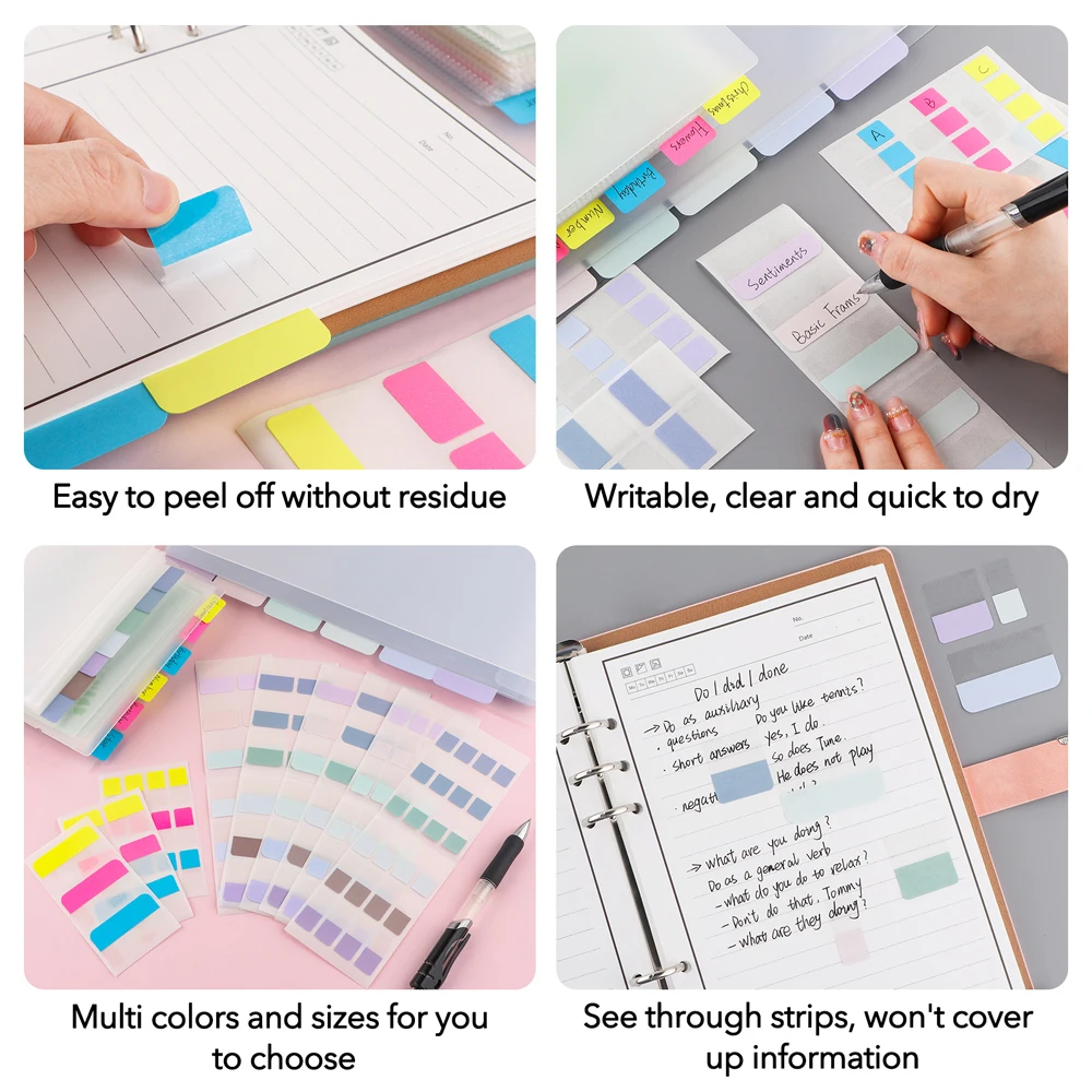 30/60/120/240 PCS Index Label Sticker Multicolor Sticky Writable Reusable Sticky Notes for Pages Book Markers Reading Tabs Flags