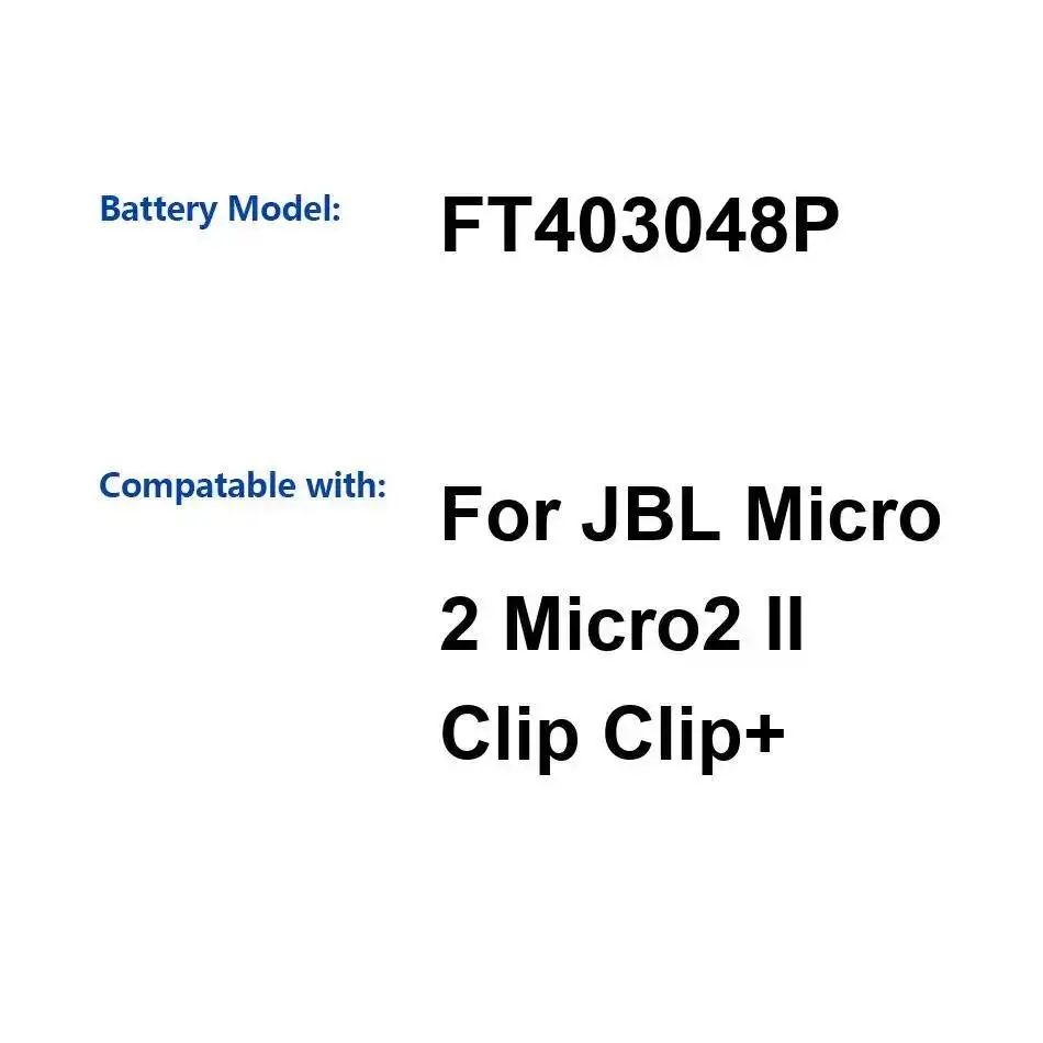 

600mAh Durable Portable Bluetooth Speaker Battery FT403048P For Jbl Micro 2 II Clip Clip+ Speaker High-Capacity