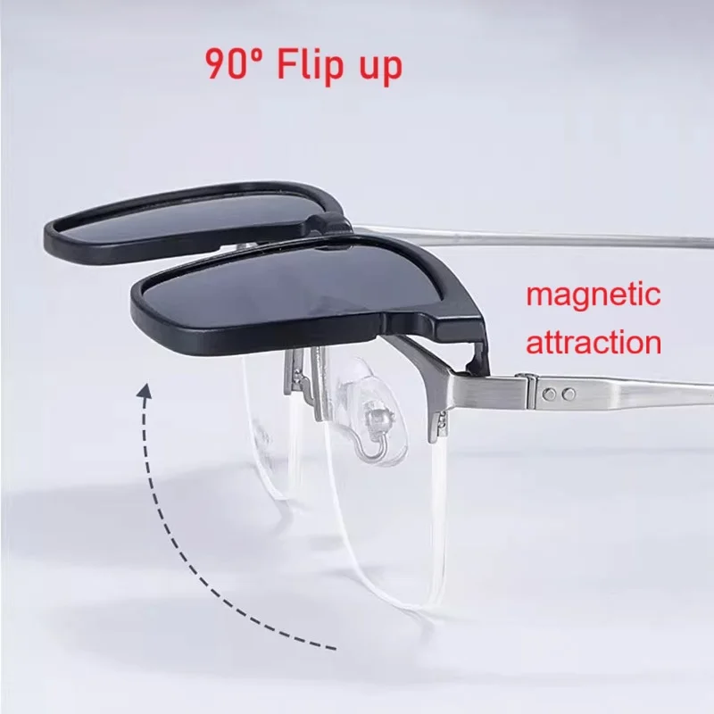 

EYELUYAN Magnetic clip on Glasses Frame Men（ L Size ）B-Titanium TR90 Fashion Square Semi-Rimless Optical Spectacles Frame