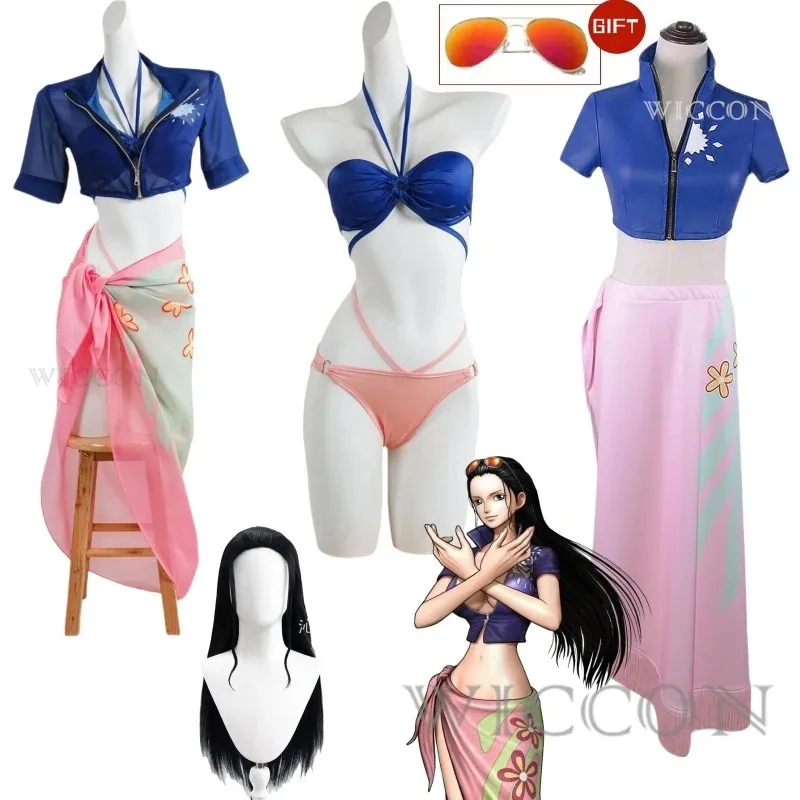 Anime nico robin cosplay traje sexy vestidos maiô uniforme terno óculos peruca halloween carnaval festa role play feminino conjunto