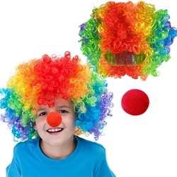 Curly Wig Carnival Explosion Hair Hat Funny Clown Rainbow Headgear Adult Kids Cosplay Wigs Party Props Fluffy Wig Headdress Gift