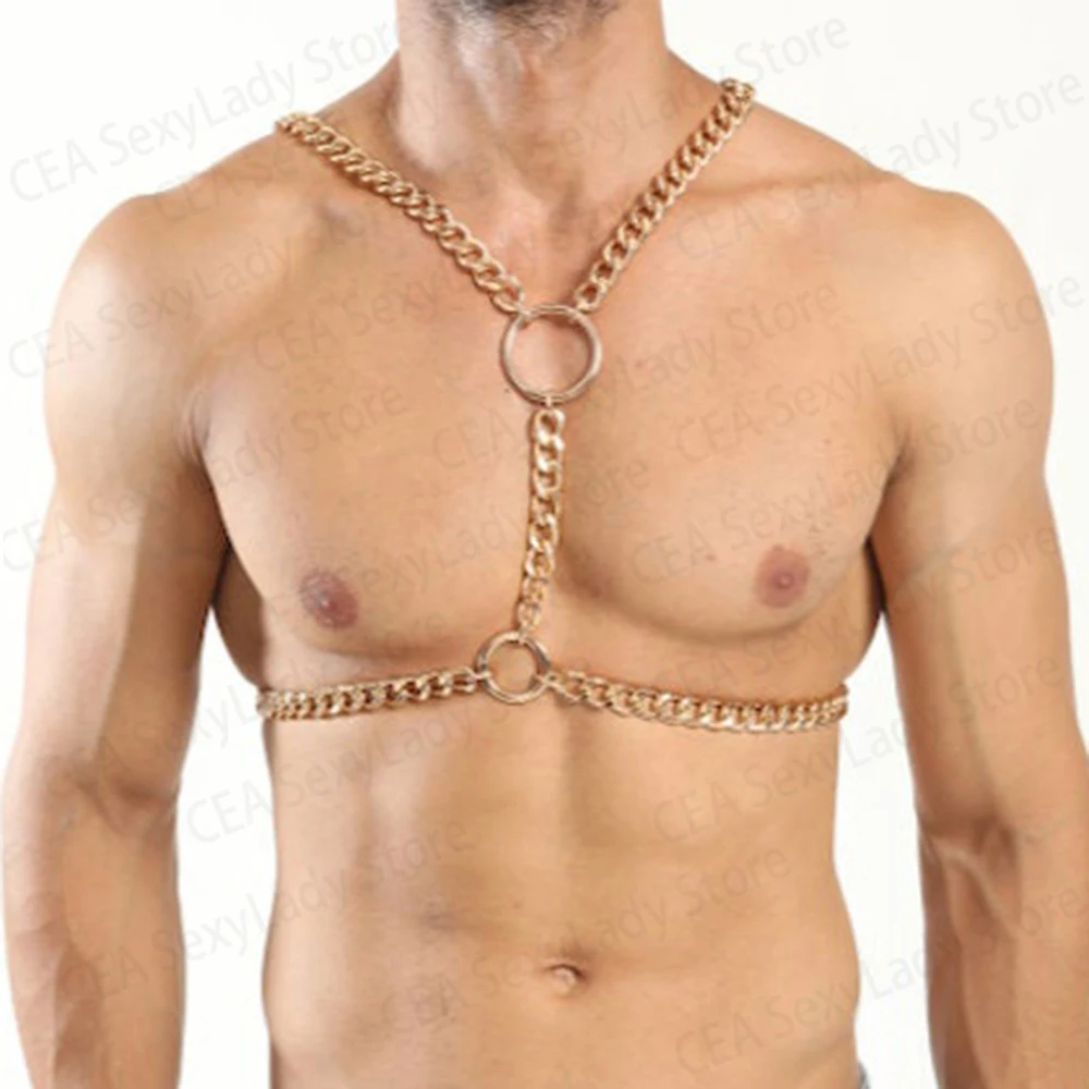 Chain Stainless Steel Chest Harness Men Jewelry Gothic Body Harness Chain Sexy Bondage Body Alternative Rave Festival Clothing