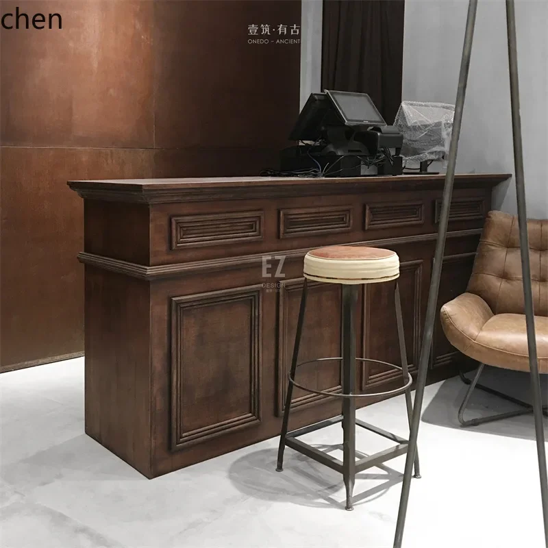 retro Industrial Style Company Reception Desk Clothing Store Cashier Counter Small Counter Bar Table