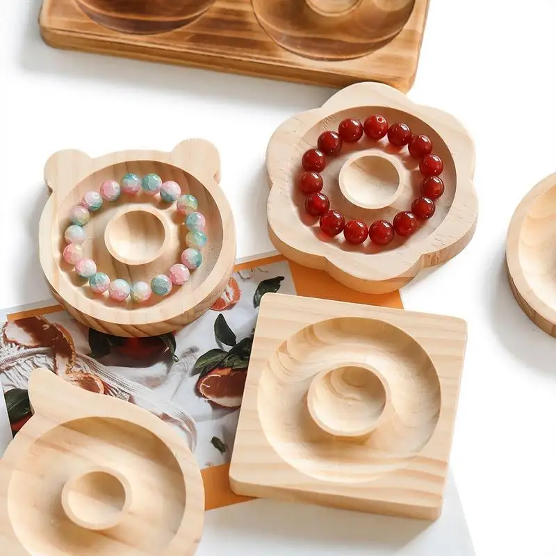 1PC Wooden Bead Tray Jewelry Design Tool Display Stand DIY Bracelet Measuring Scale Tray