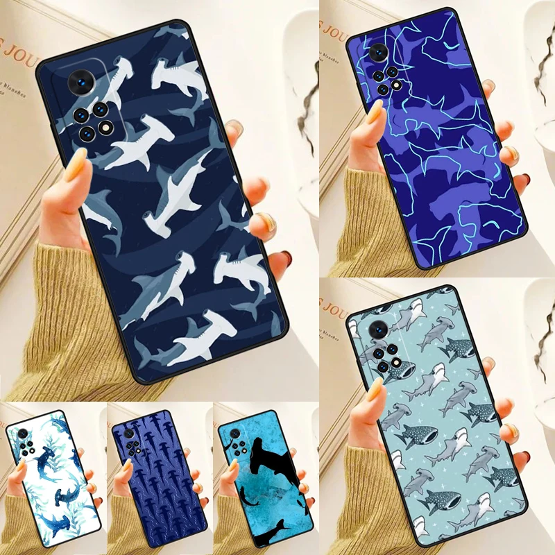 Blue Hammerhead Shark Case For Samsung Galaxy S24 Plus S23 S20 S21FE Lite S22 Ultra Note 20 S8 S9 S10 Phone Coque