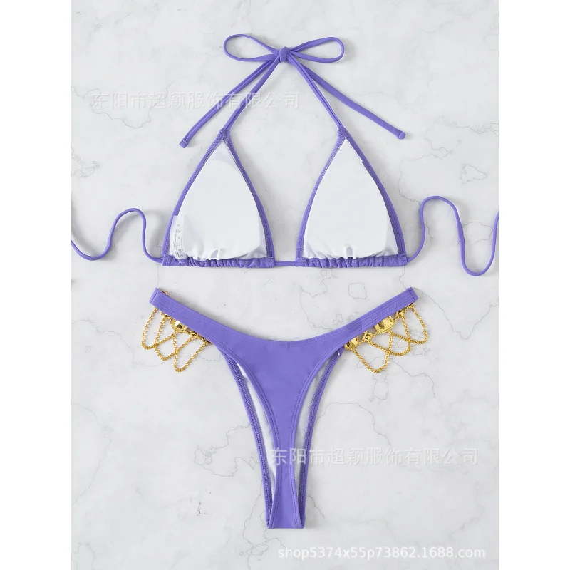 New Hot-Selling Crystal Chain Sexy Strap Halter Sexy Thong Bikini