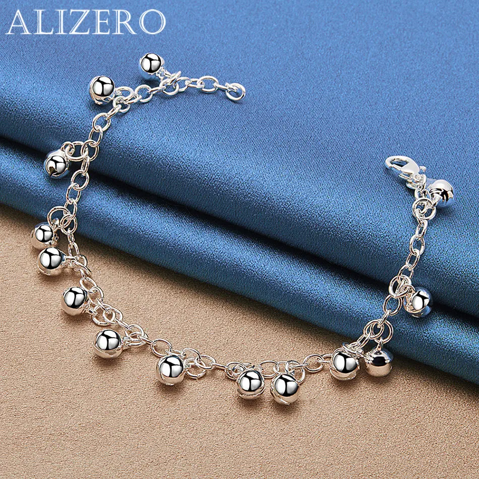 

ALIZERO 925 Sterling Silver Bell Beads Charm Bracelet For Women Fashion Creativity Accessories Wedding Party Jewelry Gift