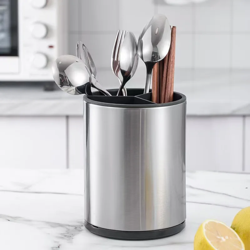 

Multifunctional Rotating Kitchen Knife Shelf 360 Degrees Rotating Knife and Fork Draining Rack Creative Storage Tube