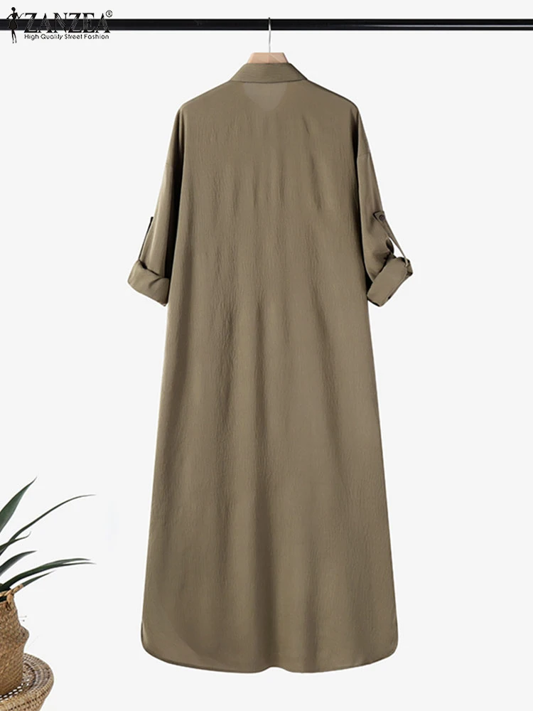 Mode automne robes 2025 ZANZEA femmes élégant à manches longues travail OL Robe d'été décontracté caftan Maxi Robe élégante longue chemise Robe
