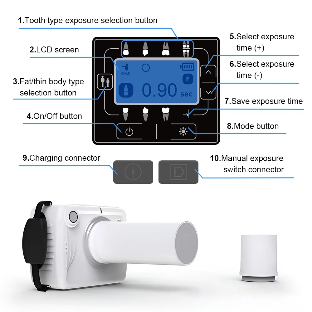 JINGT Dental Portable X-Ray Rayer Oral Sensor Suite In Digital Imaging System Handheld Filmmaker X-Ray Machine Intraoral Set