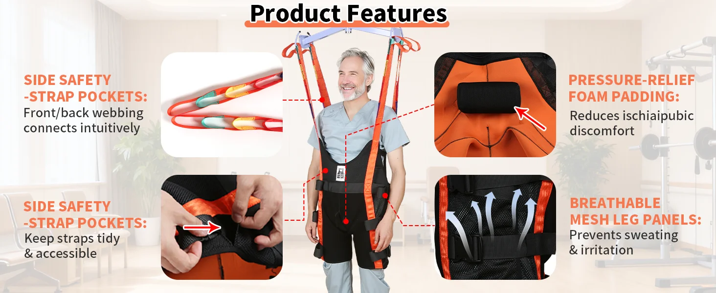 Ehucon Patient Lift Sling, Professional Walking Assist Lift Sling, Hoist wanderndes Training, Waschbarer Stand Support Sling Sic – Detail 8