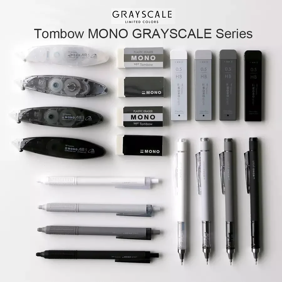 

Tombow MONO GRAYSCALE-механический карандаш-ластик, ручка на масляной основе, японские канцелярские принадлежности для студентов, экзаменов, рисования и журналов
