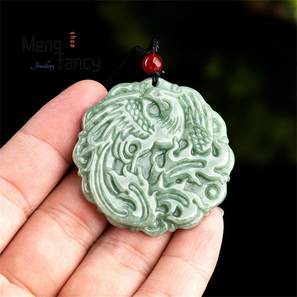 Natural A-goods Jadeite Phoenix Jade Pendant Exquisite Retro Handicraft Best Selling Mascots Fashion Fine Jewelry Holiday Gift