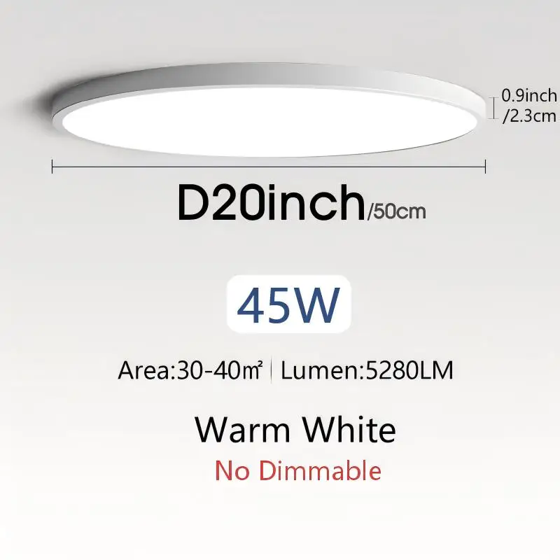 MARPOU 50CM grote LED-plafondlamp met slimme APP-afstandsbediening Ultradunne lichtarmatuur Plafondverlichting voor slaapkamer woonkamer