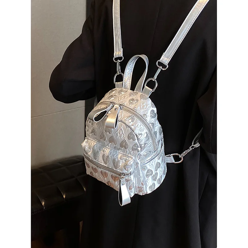 

Spring Summer Texture Bright Surface Backpack Women's 2024 Fashion Senior Sense Retro Handbag Jacquard Fabric Love Crossbody Bag