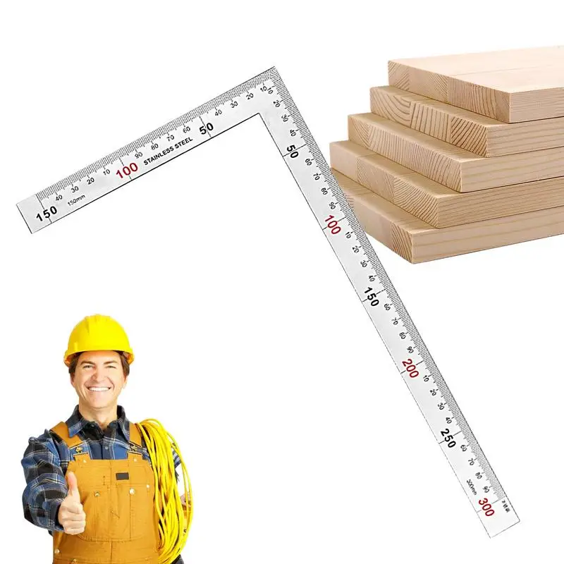 Metal Square Ruler Carpenter L Shape Square Ruler Portable Framing Square For Door Window Frames Anti-Rust Right Angle Ruler For