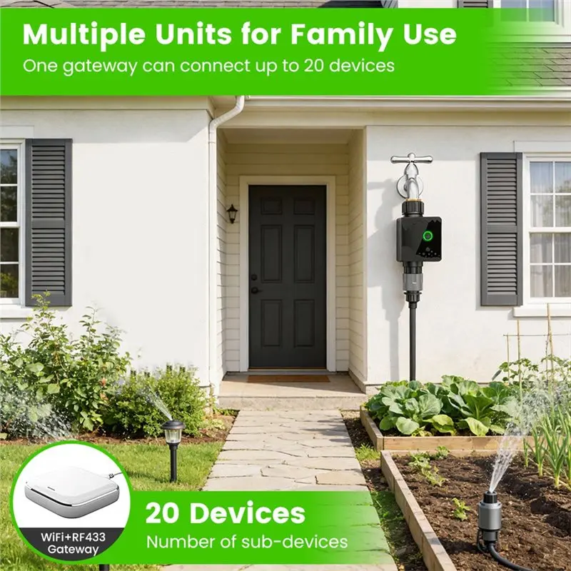 Garden Sprinkle Water Timer Tuya Smart Remote Control 1-Outlet Water Valve Intelligent Irrigation System Watering Timer