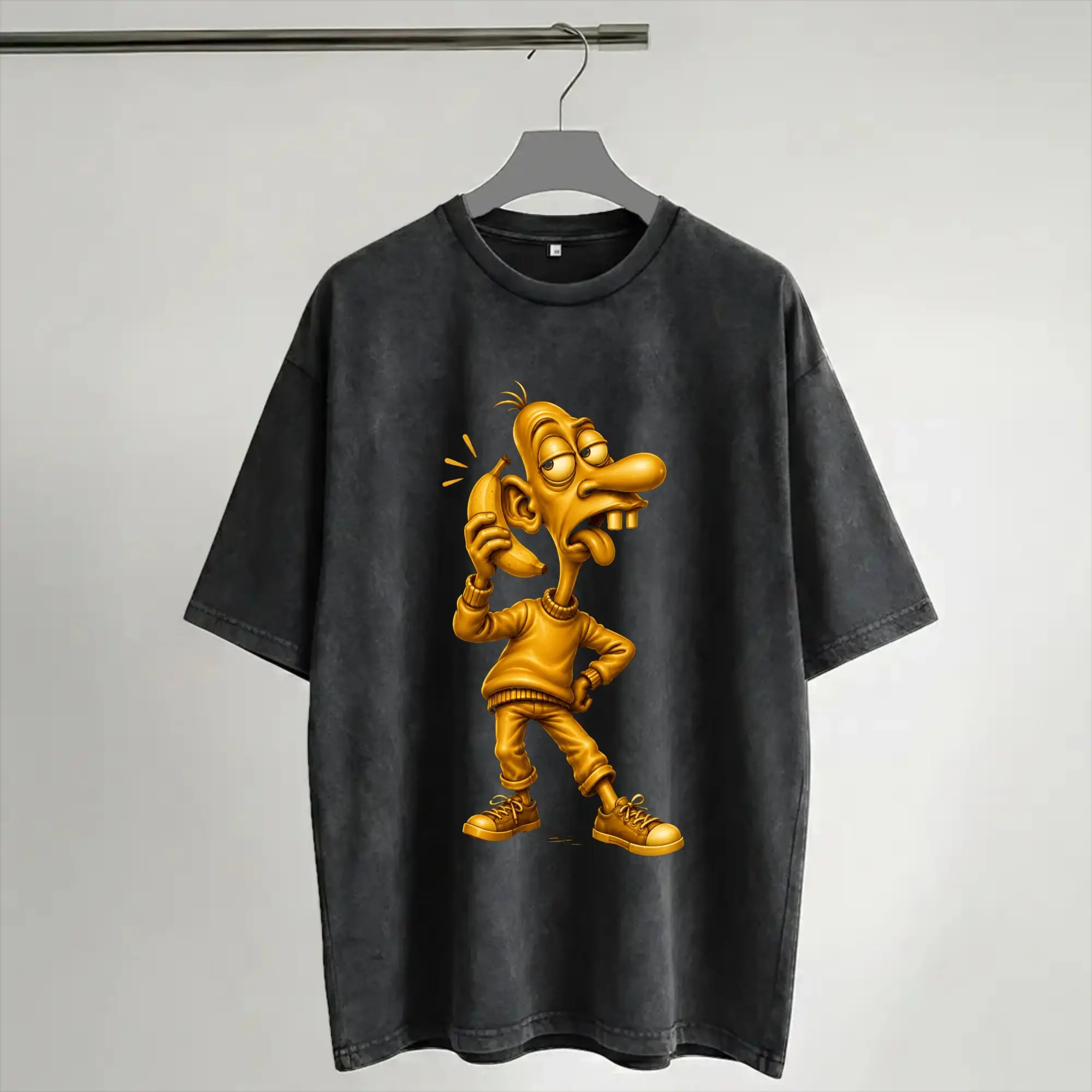 Golden Neegy Meme Funny Internet Brainrot Gen Z Humor Washed T Shirts Streetwear Hip Hop Novelty T-Shirts  Tees for Men Women