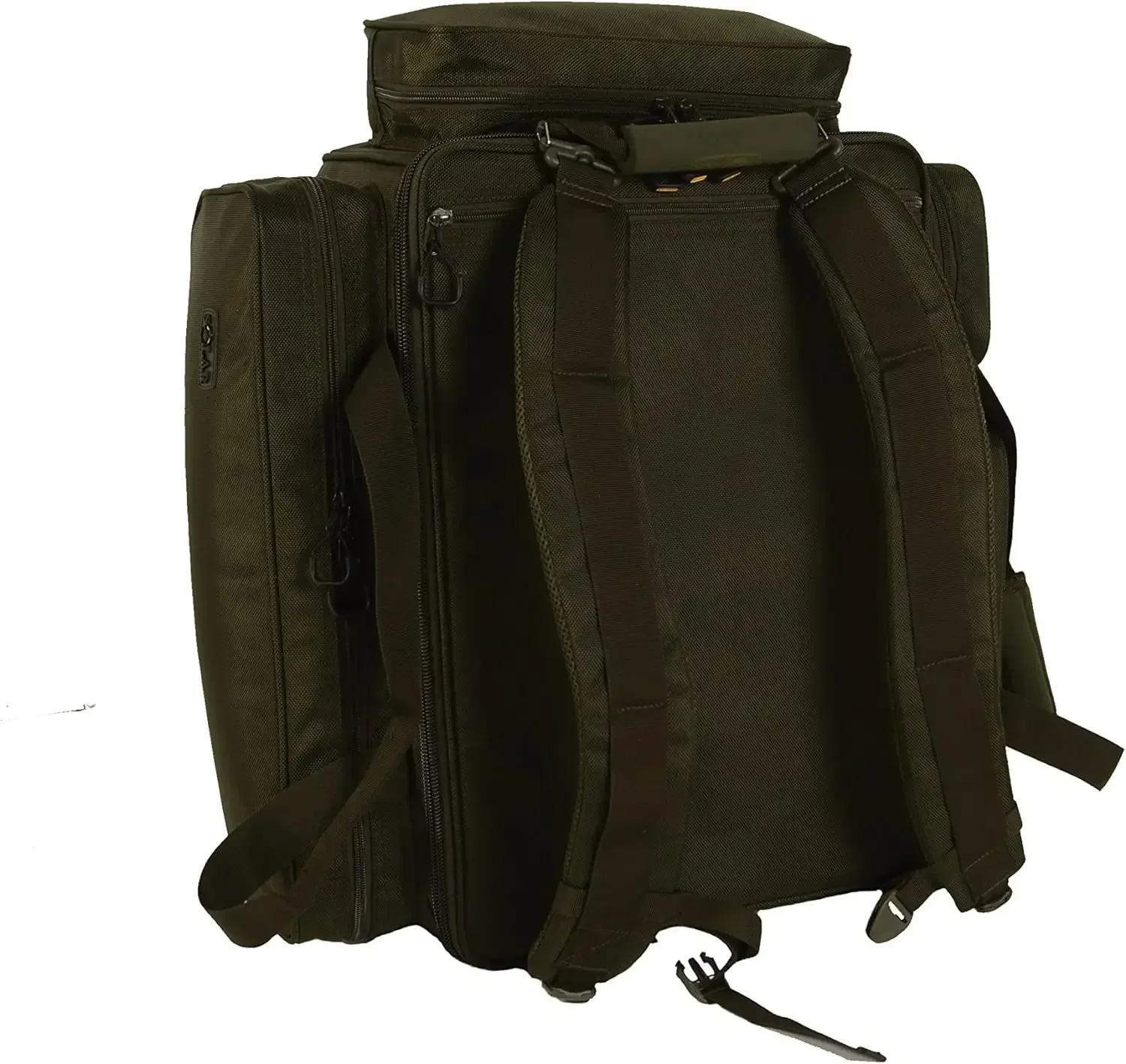 Custom oversized  900D oxford Tackle Unisex Khaki Green Fishing Tackle Ruck bag for Storage Organisation