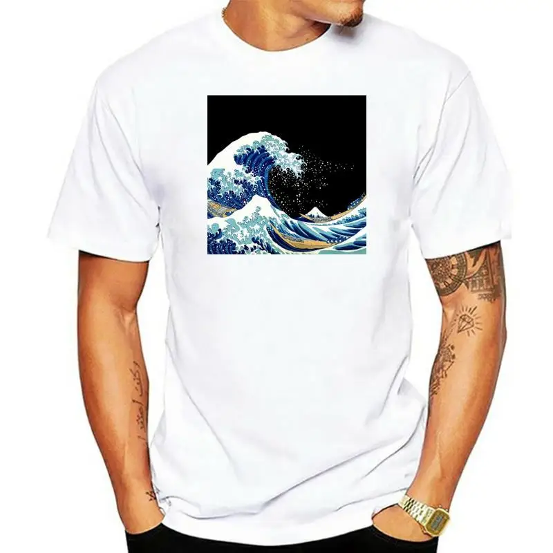 Kanagawa Japanese The Great Wave Men's T Shirt Summer Fashion Short Sleeve Tees Round Neck Cotton 3 Colors Tops S - 3XL