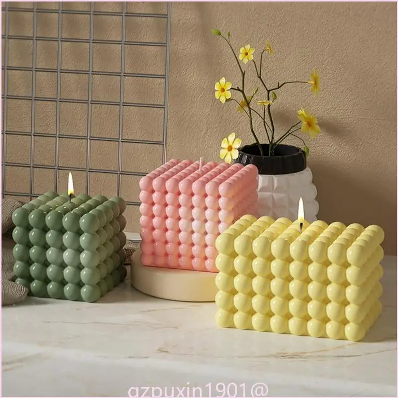 57qa 3d Bubble Cube Harzform Arherapie Kerze Kerze Silikon Schimmelwürfel Epoxidform für Harzguss nach Hause Dekore Kerzenform – Detail 3