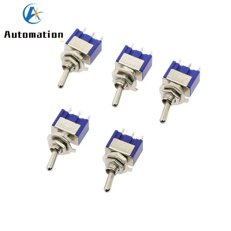 5Pcs Miniature Lever  Toggle Switch Single Pole Double Throw ON-OFF-ON /ON-ON 120VAC 6A 1/4 Inch Mounting MTS-102 103 202 203