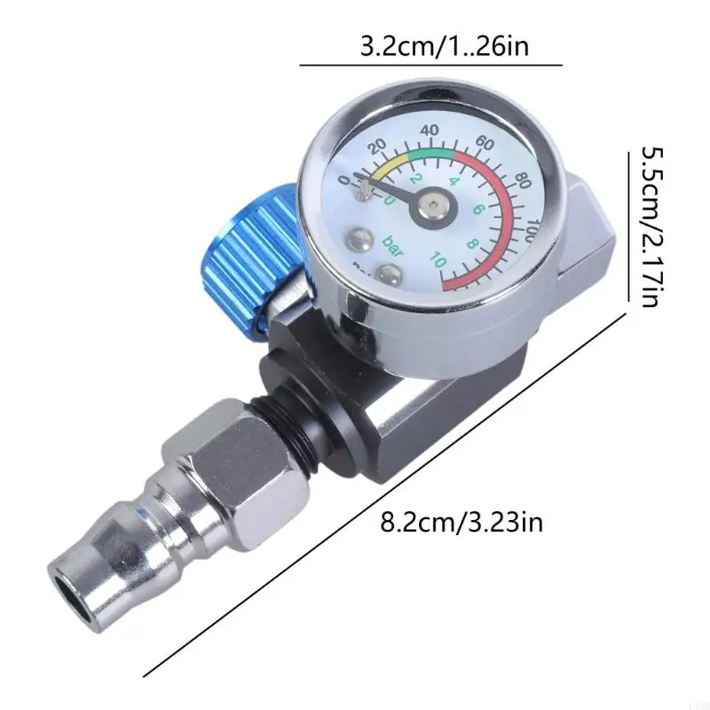 L4MB 1/4”스프레이 총기 압력 조절기 압력 게이지 공압 도구 어댑터