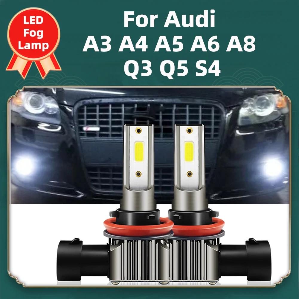 2x H11 H8 6000K White LED Lamp 15000LM Fog Lights 12V Bulbs For Audi A3 A4 A5 A6 A8 Q3 Q5 S4 Car Front Fog Lamp Plug and Play