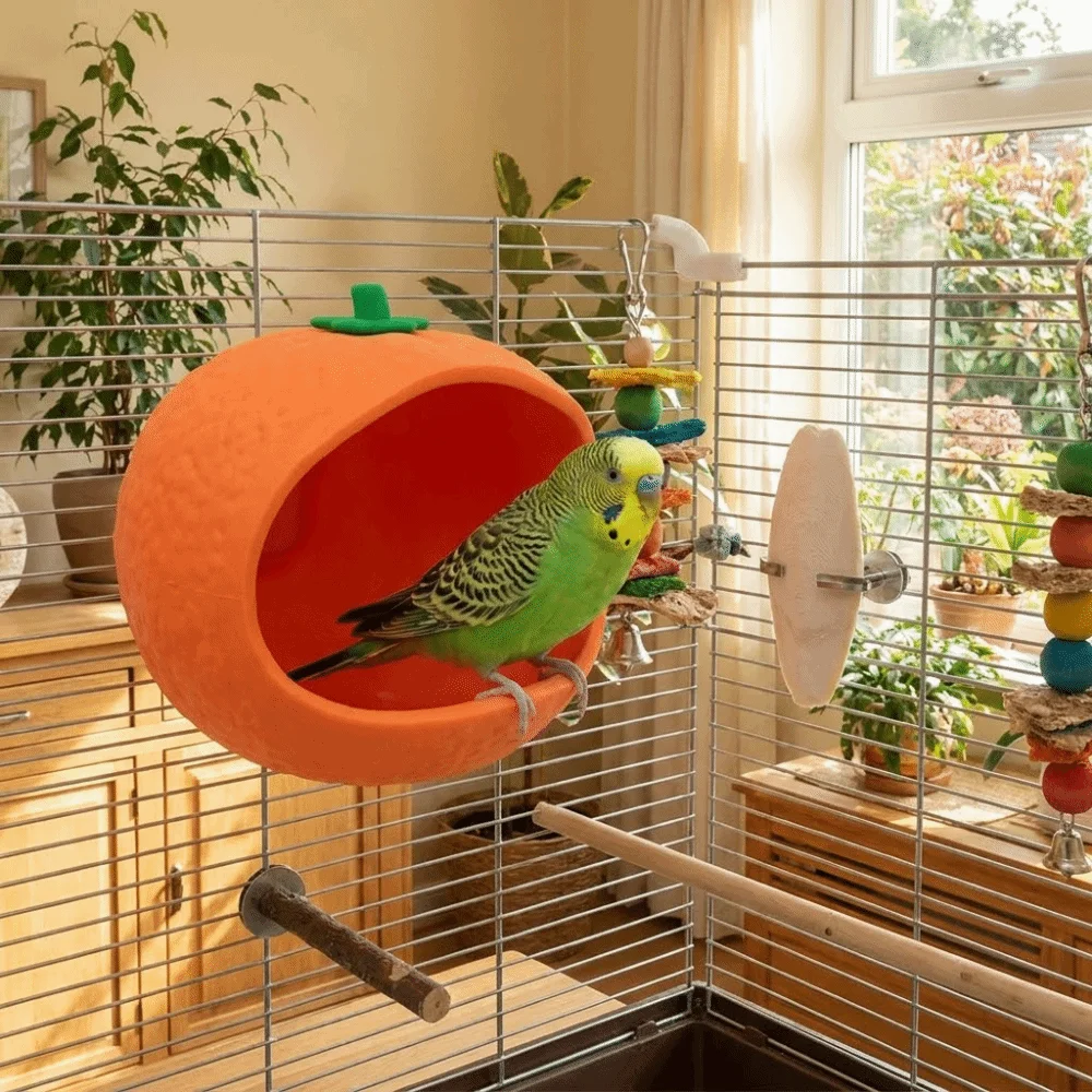 

Universal Orange-shaped Bird Cage Nest Wall Hanging Ventilation Bird Breeding Nest Bite Resistant Parrot House Bird Breeding