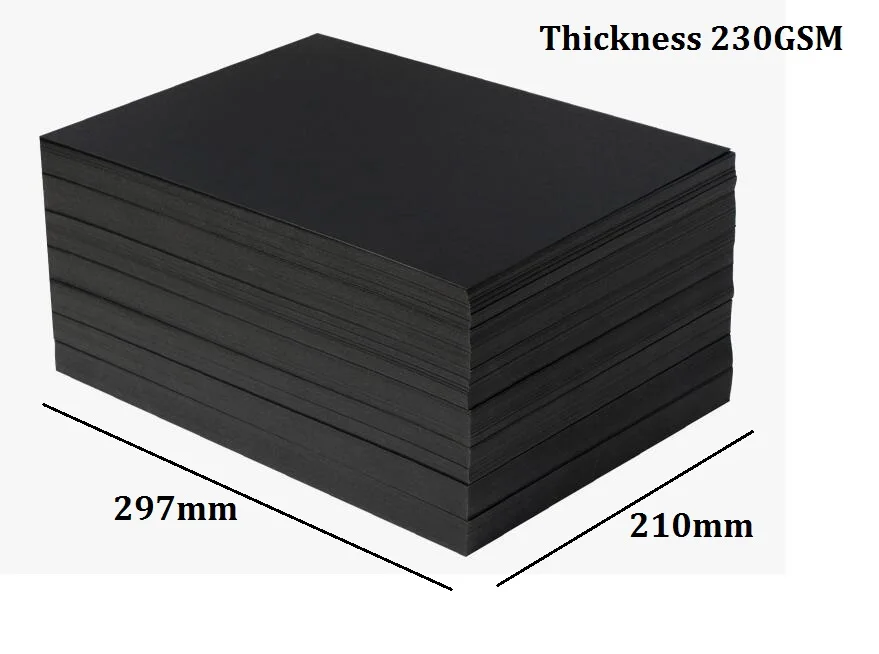 حجم A4 بطاقة ورقية سميكة بلمسة نهائية سوداء غير لامعة لسكرابوكينغ كرافت بطاقات صنع سمك 230GSM