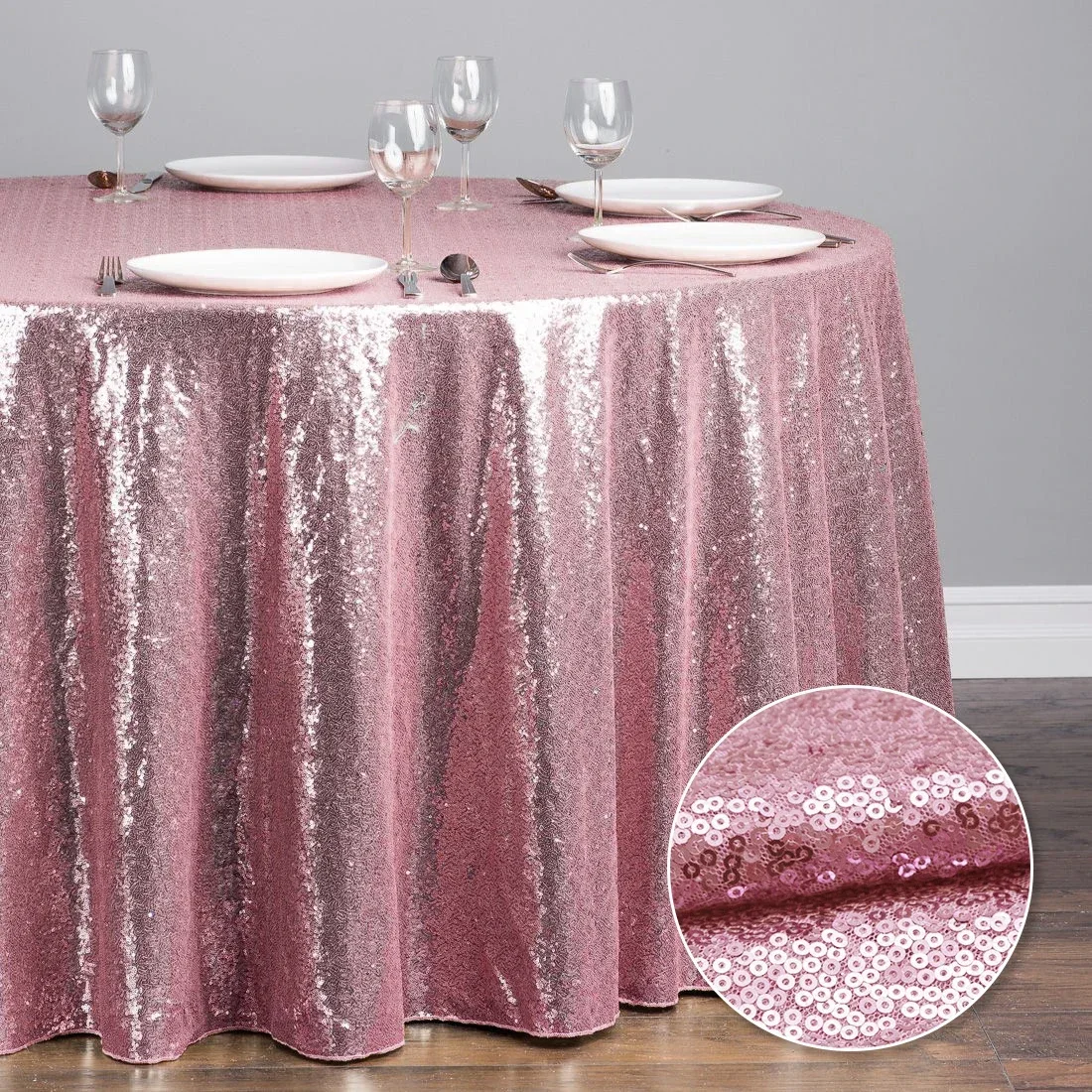 Round Sequin Table cloth Glitter Party TableCloth Cover for Events Birthday Wedding Party Christmas Decoration Rose Gold Silver