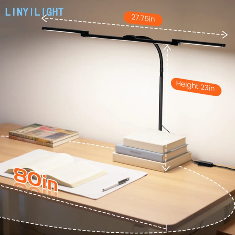 3-Head Reading Desk Lamp USB Clamp Lamps Book Clip Lamp 270  Adjustable Learning Light LED Desk Lamp Screen Light for Home Work