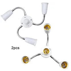 2pcs/Lot E27 Bulbs Holder Base Adapter Converter 1 to 4 Light Socket Splitter with extension Hose Flexible E26 Holder