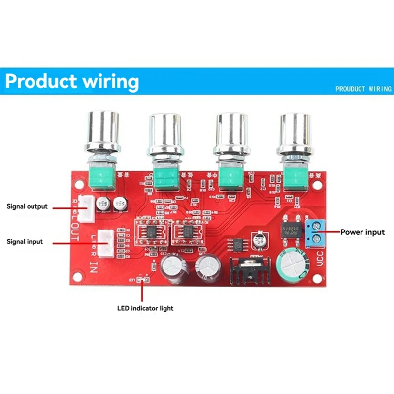 ABGI-AD828 プリアンプボリュームコントロールボード高音中音域と低音トーンコントロール付きプリアンプパワーアンプボード