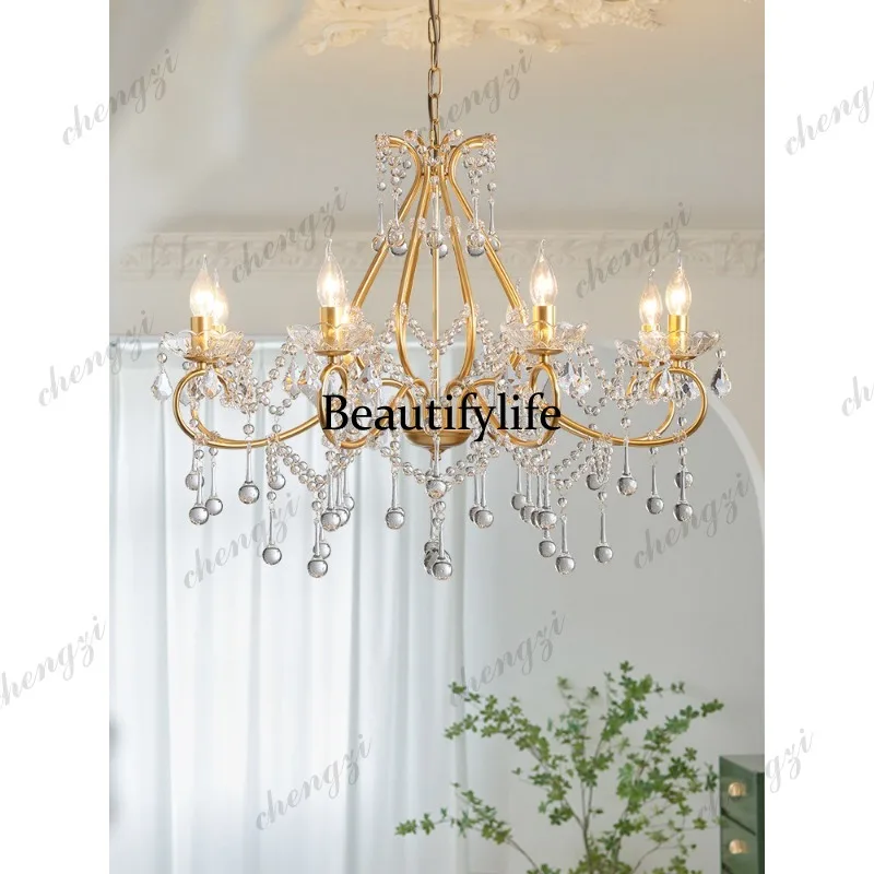 Chandelier romantic French medieval court bedroom European window American retro dining room living room lamp
