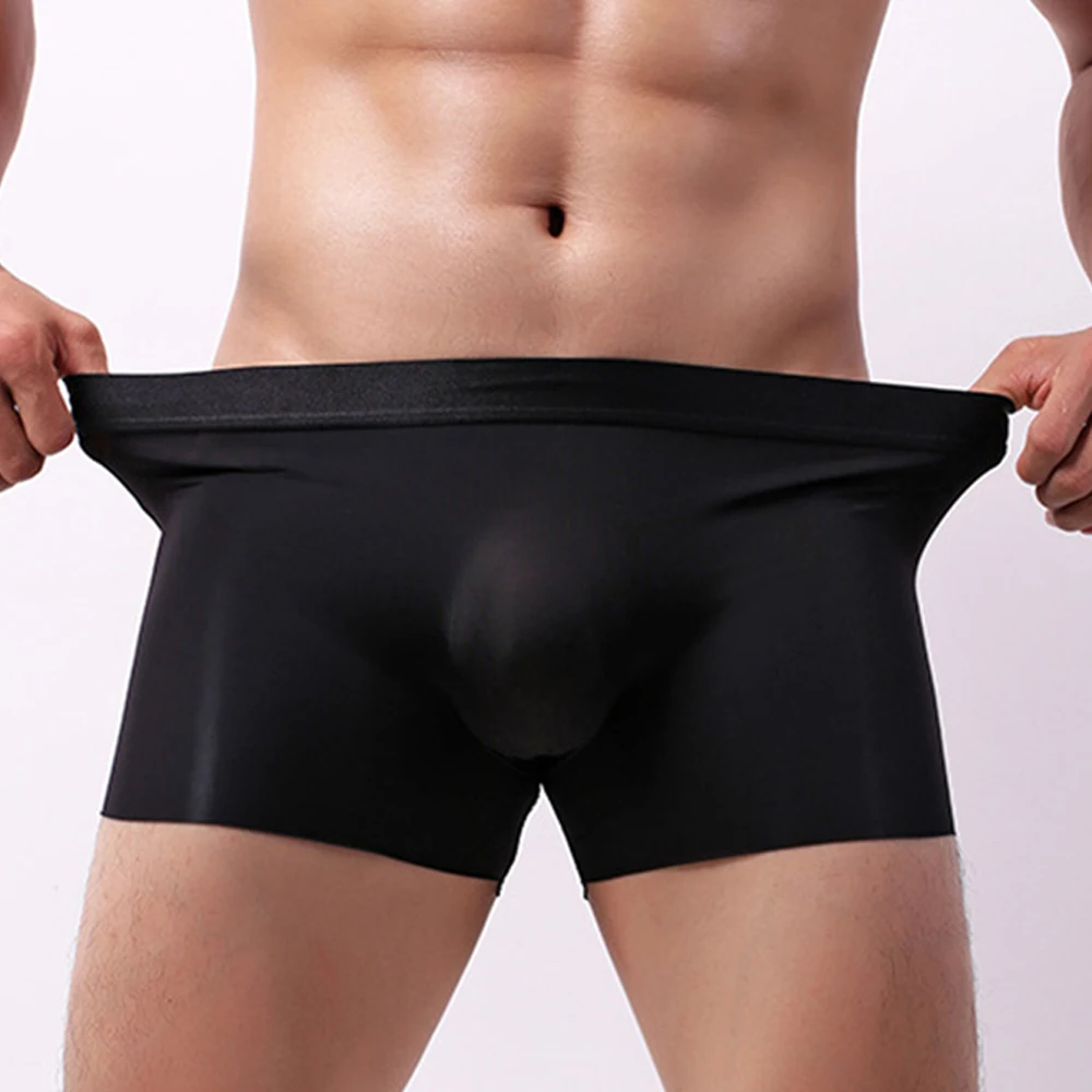 Underwear Mens Boxer Briefs Breathable Bulge Pouch Comfortable Ice Silk M-2XL Panties Plus Size Shorts Underpants