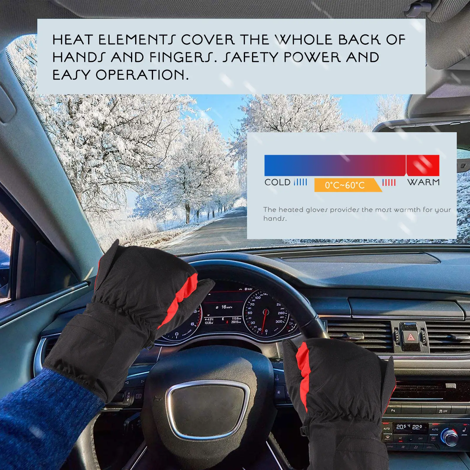 

1Pair Premium Heated Gloves Winter Thermal Windproof Electric Hand Warmers for Skiing Cycling Hiking Outdoor Activities Unisex