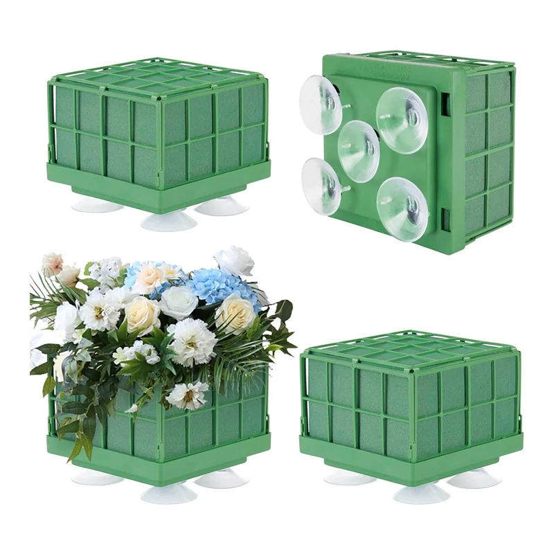 M04K Floral Foam Cage With Square Flower Foam Blocks Holder, Floral Foam Blocks For Artificial Flowers Arrangements 8Pcs