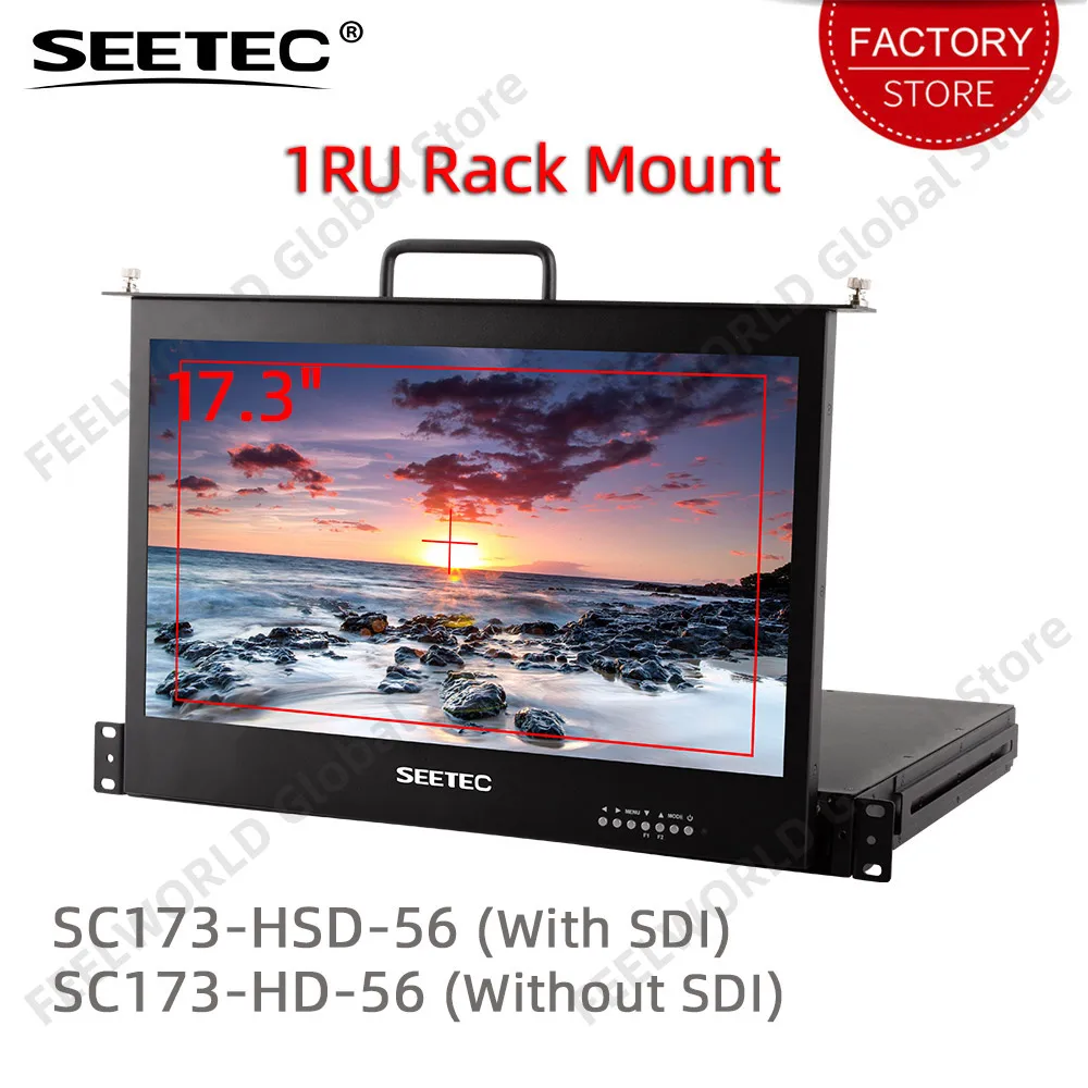 SEETEC SC173-HSD-56 17.3 Inch 1RU Pull Out Rack Mount Monitor Broadcast Director Monitor Full HD 1920x1080 for Post Production