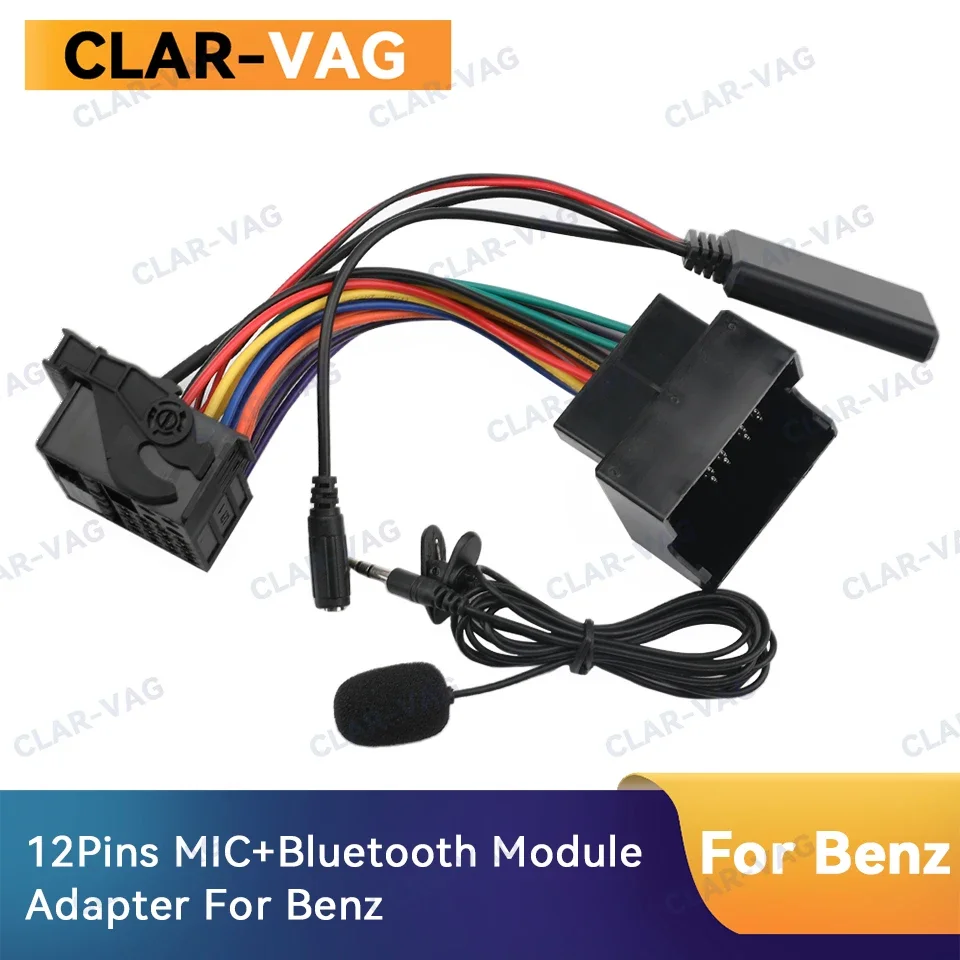 

For Mercedes-Benz W169 W245 W203 W209 W251 W221 R230 Bluetooth Module Receiver Adapter 12Pin Radio Stereo AUX Cable Adapter