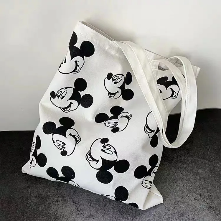 Mickey Mouse Cartoon Handbags Disney Cartoon Strawberry Bear Winnie The Pooh Canvas Shoulder Bag for Women Portable Shopping Bag