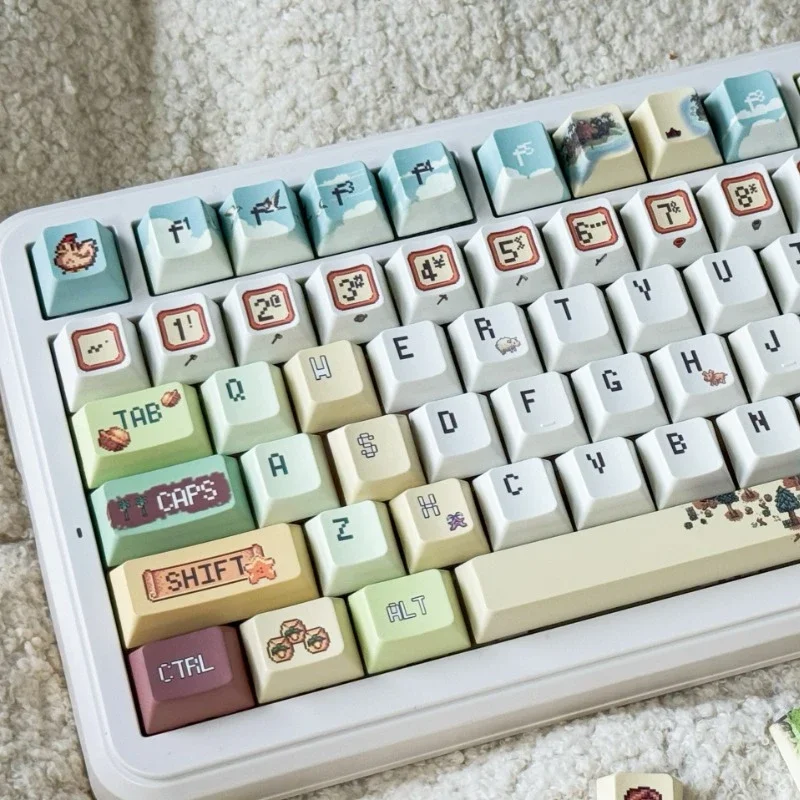 137 مفتاحًا بكسل نمط Keycap مجموعة PBT مخصص Stardew Valley غطاء لوحة المفاتيح EOA/الكرز الشخصي الألعاب لوحة المفاتيح الميكانيكية أغطية المفاتيح