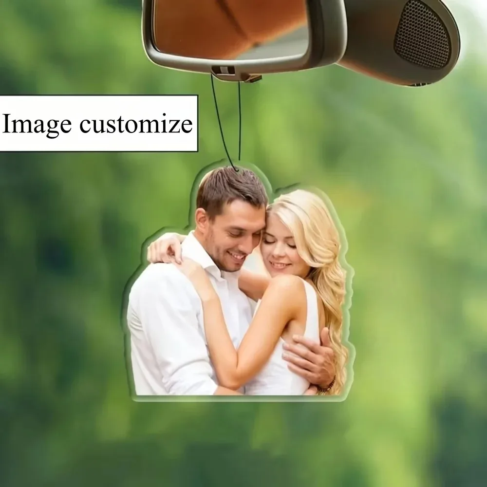Custom Photo Acrylic Car Rearview Mirror Ornament Personalized Picture Hanging Pendant Auto Interior Decor Gift for Couples