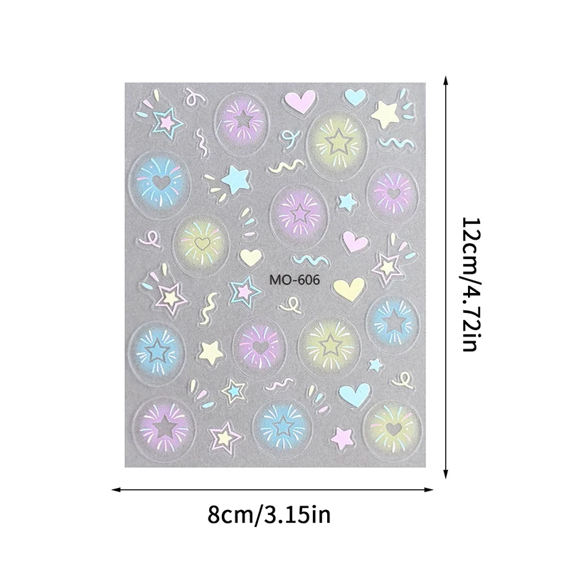 Dopamine Fireworks Nail Art Stickers Romantic Starry Sky Bright Fireworks Adhesive Nail Slider Jewelry Nail Art Sticker