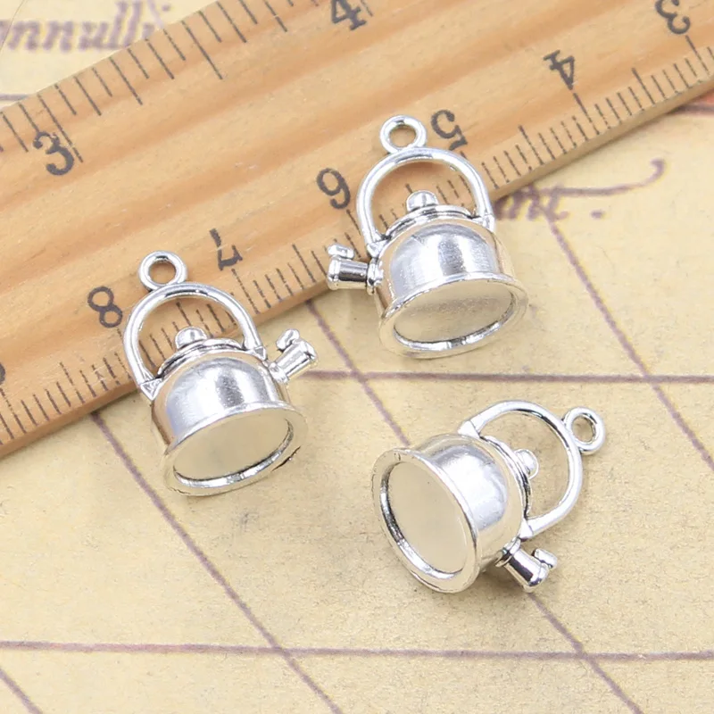10pcs Charms 3D Tea Pot Teapot 18x14x12mm Antique Silver Color Pendants Making DIY Handmade Tibetan Finding Jewelry