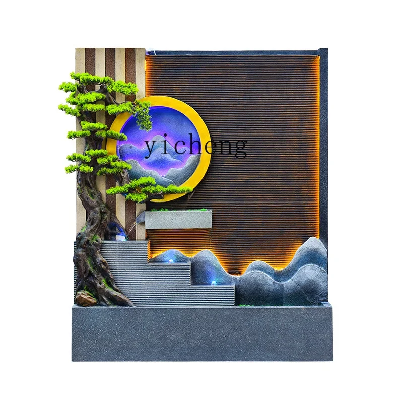 L7-14 Chinese water curtain wall screen lucky feng shui wheel rockery circulating water ornament