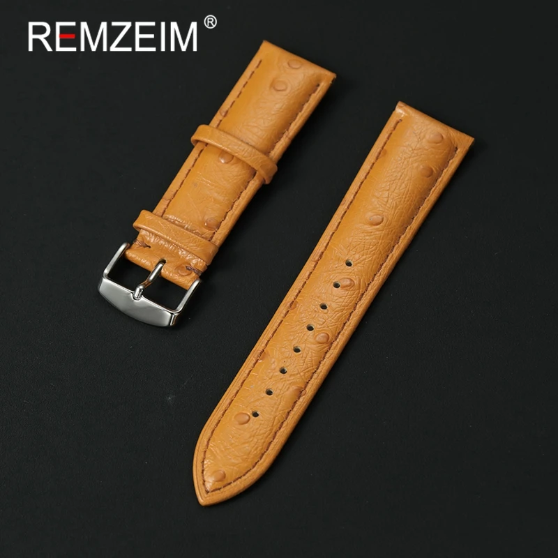 

Men Women Quick Release Cow Leather Watch Strap 18mm 20mm 22mm Replacement Wristband Ostrich Pattern Leather Wristwatch Band